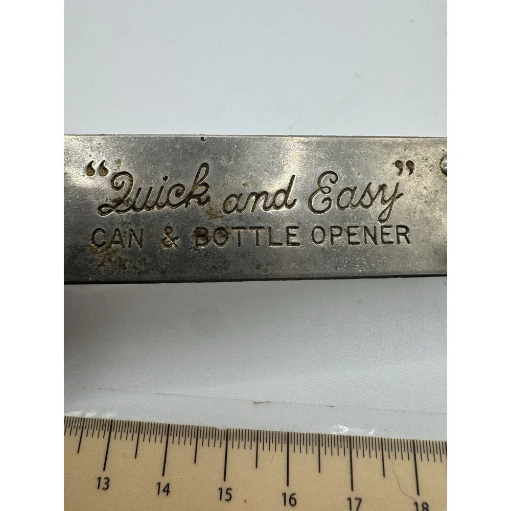 Quick and Easy Metal Bottle Can Opener Bar Advertisement Collectible
